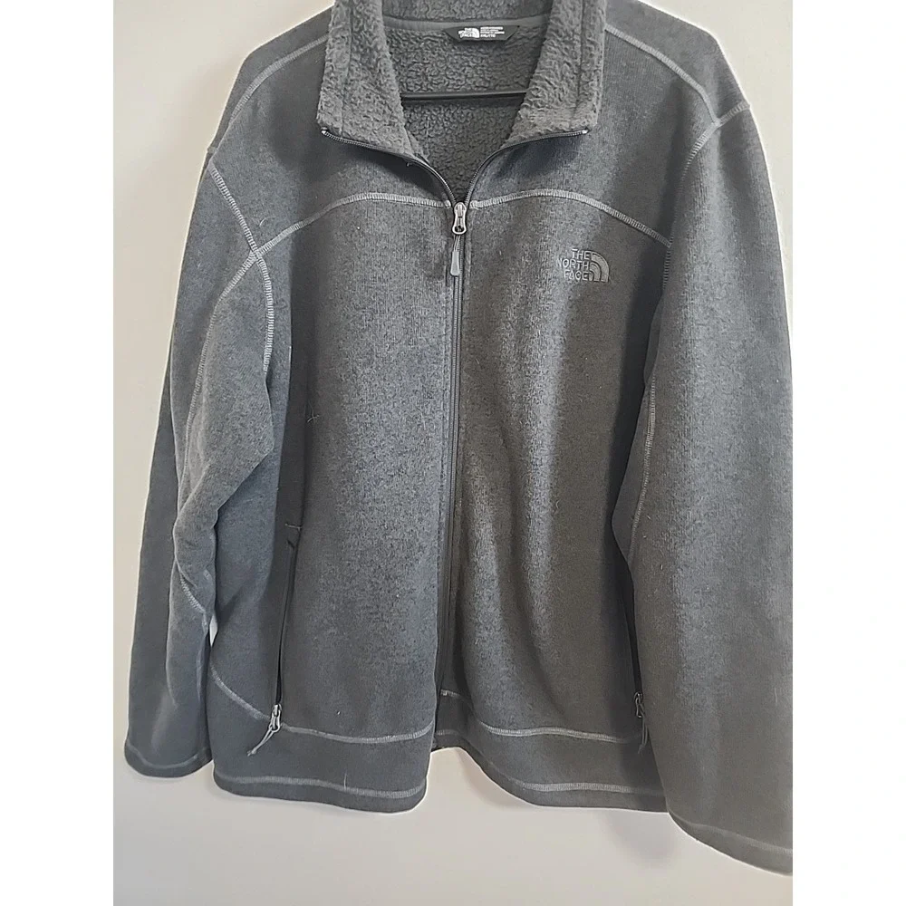 The North Face‎ Full Zip Fleece Dark Gray Jacket Mens Size XX Large
